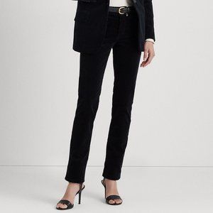Ralph Lauren Stretch Corduroy Mid Rise Classic Straight Black Pant NWOT Size 2